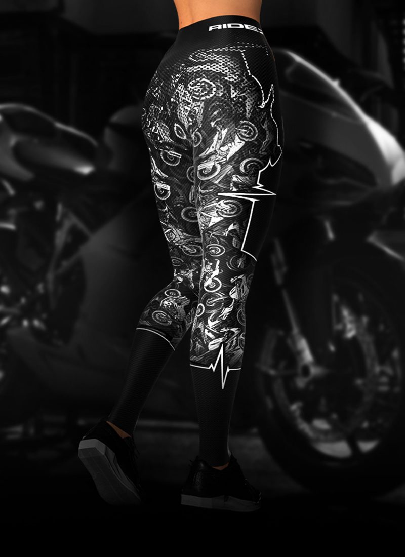 Motocross Girlfriend Heart Leggings Yellow
